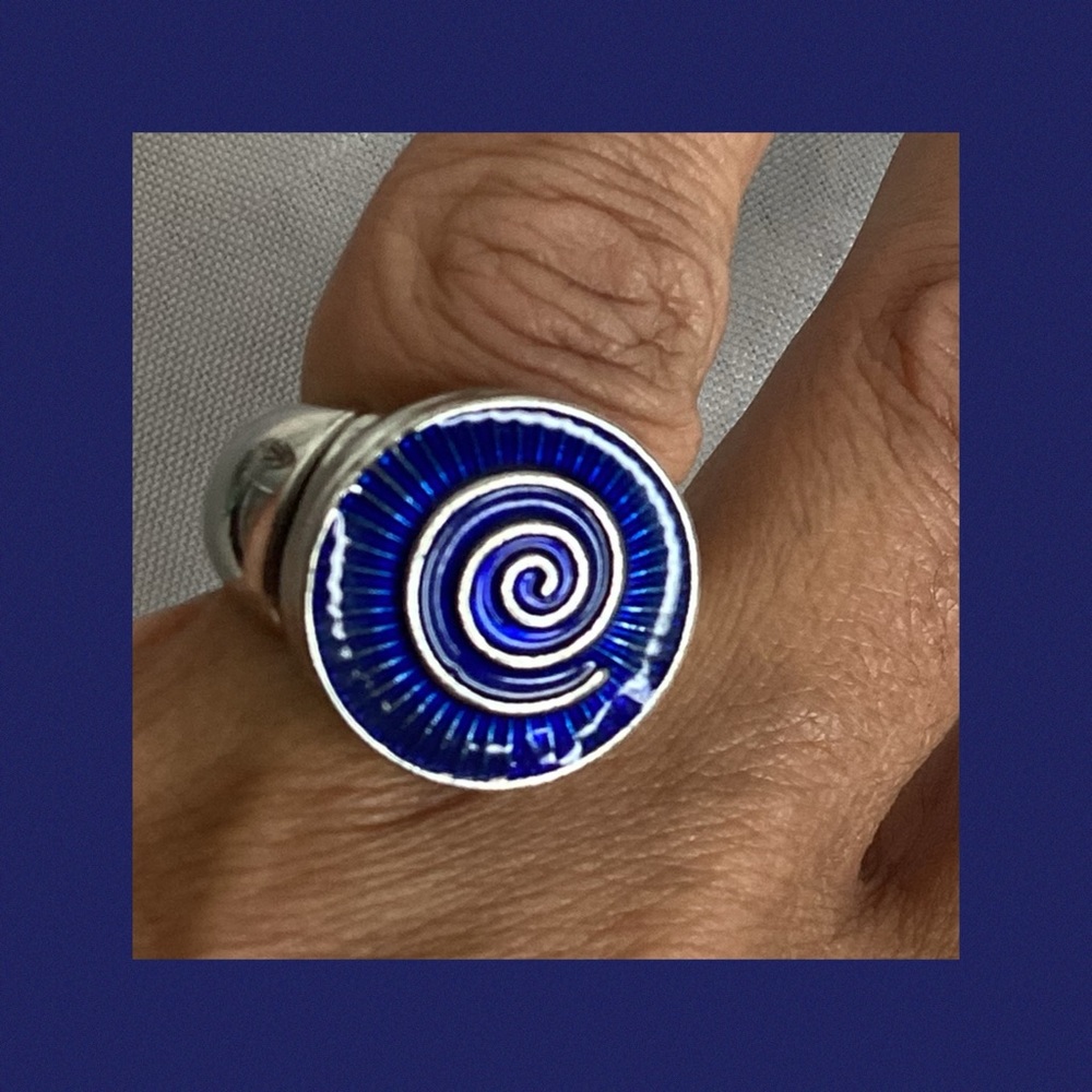 Silver Blue Spiral Ring